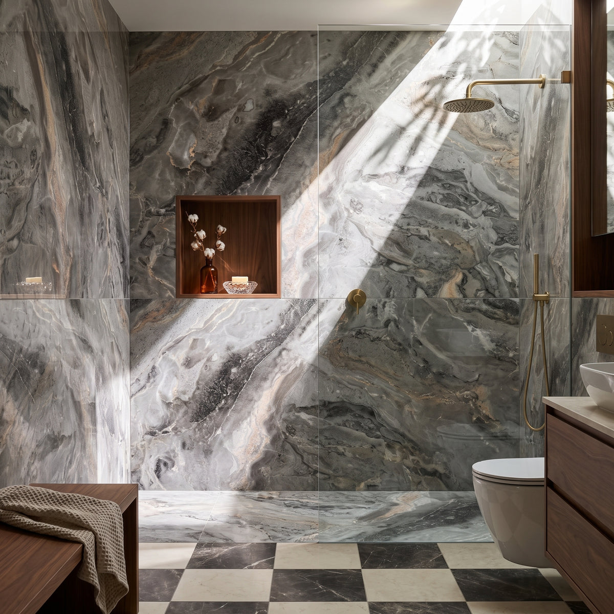 Hydraset Toffee Marble Square Edge 2400 x 1200