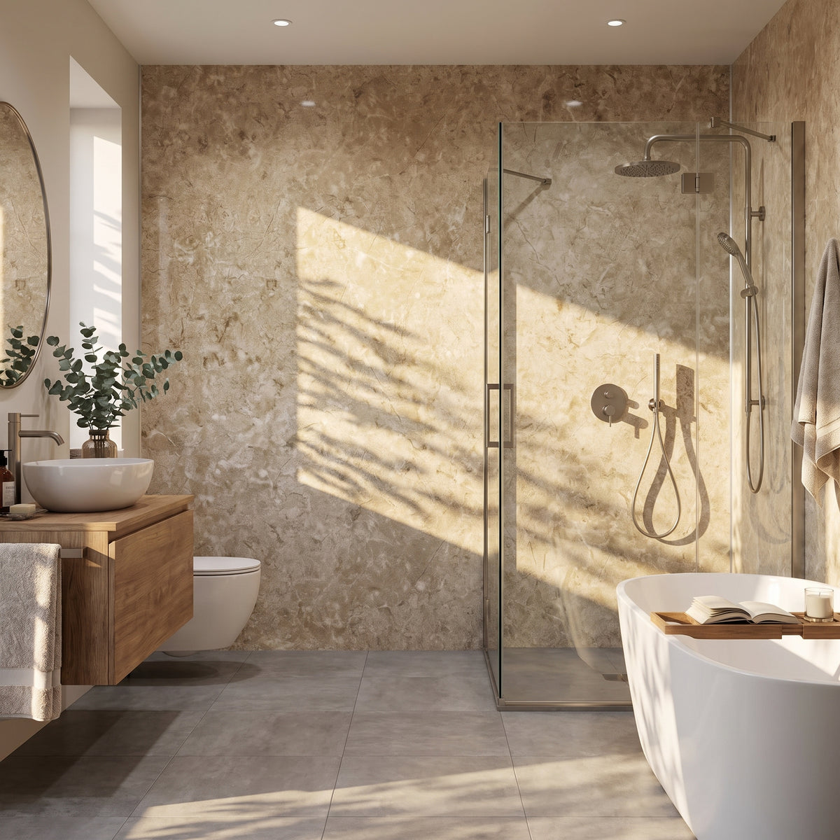 Hydraset Travertine Gloss 1200 x 2400 Setlock Wall Panel
