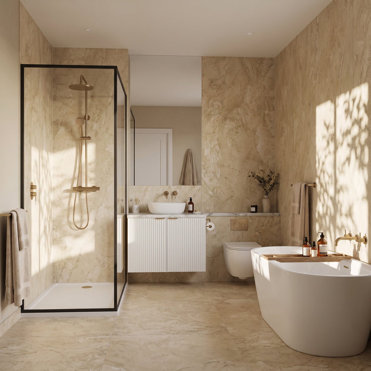 Hydraset Travertine Matt 1200 x 2400 Square Edge Wall Panel