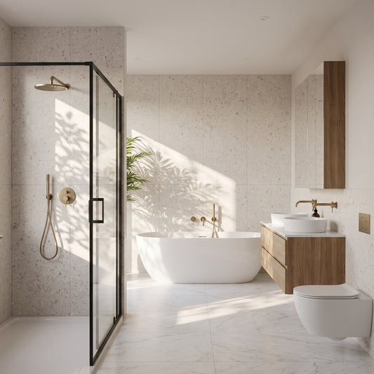 Hydraset White Terrazzo 1200 x 2400 Square Edge Wall Panel