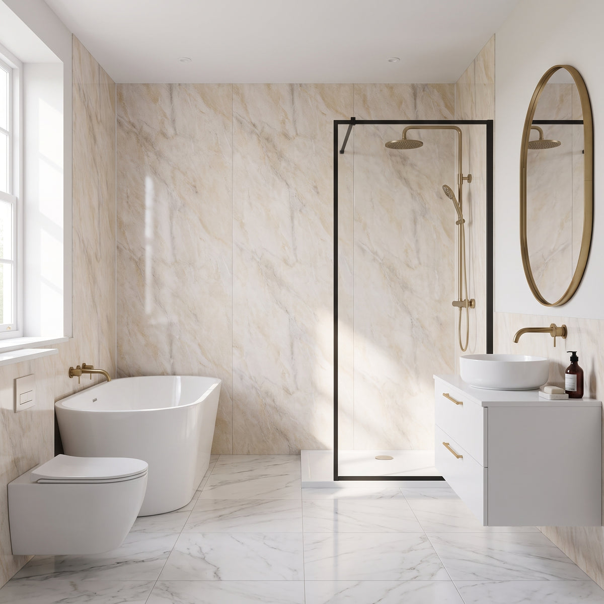 Hydraset Essentials Pergamon Marble 2 Pack PVC Wall Panels 1000x2400mm
