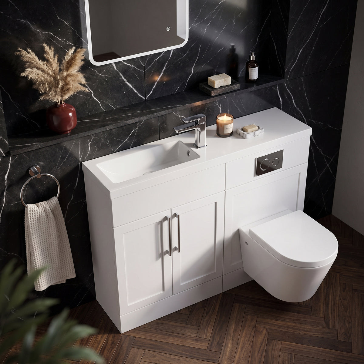 Fairford Union Style Shaker Matt White 1100mm Slimline Combination Pack