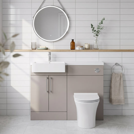 Fairford Union Style Slab Matt Stone Grey 1000mm Square Semi Recessed Basin Left Hand Combination Pack