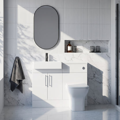 Fairford Union Gloss White 1100mm Square Semi Recessed Basin Left Hand Combination Pack