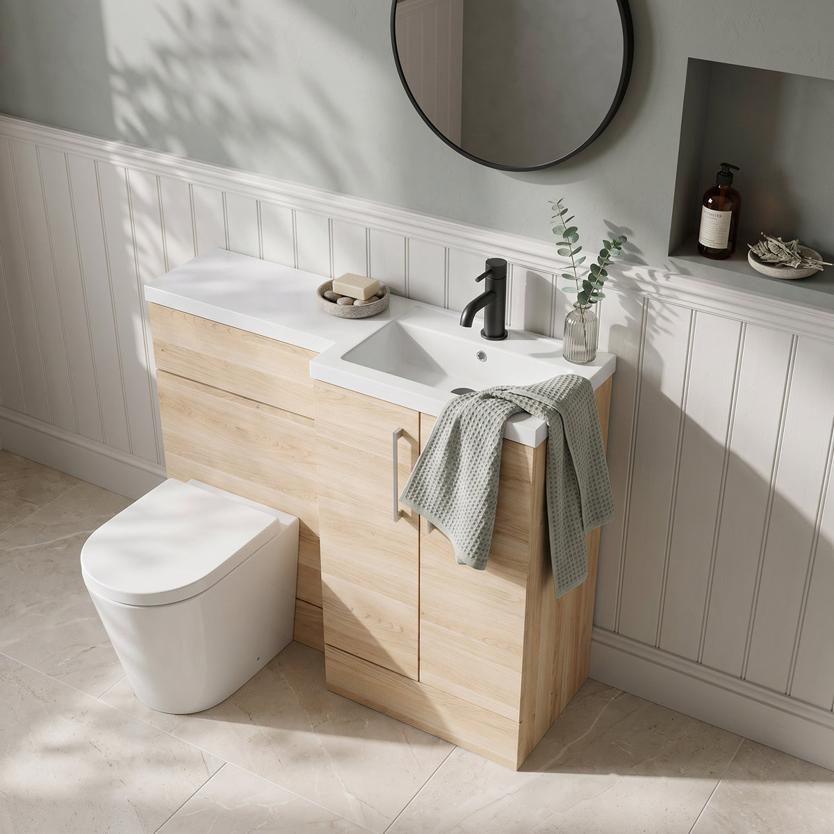 Fairford Union Light Oak 1000mm L Shape Right Hand Combination Pack