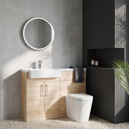 Fairford Union Light Oak 1100mm Square Semi Recessed Basin Left Hand Combination Pack