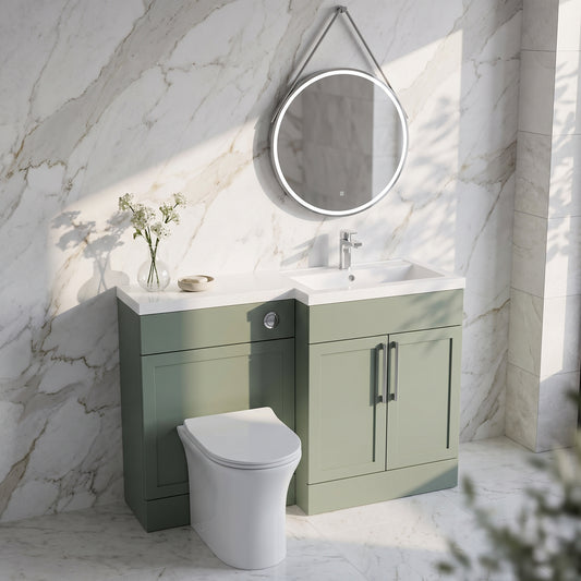 Fairford Union Style Shaker Matt Lux Green 1100mm L Shape Right Hand Combination Pack