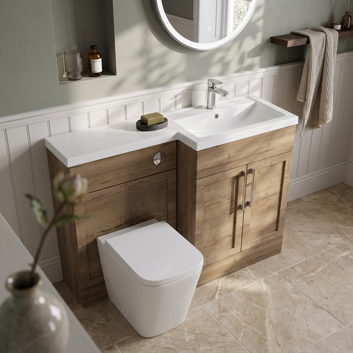 Fairford Union Style Shaker Dark Oak 1100mm L Shape Right Hand Combination Pack