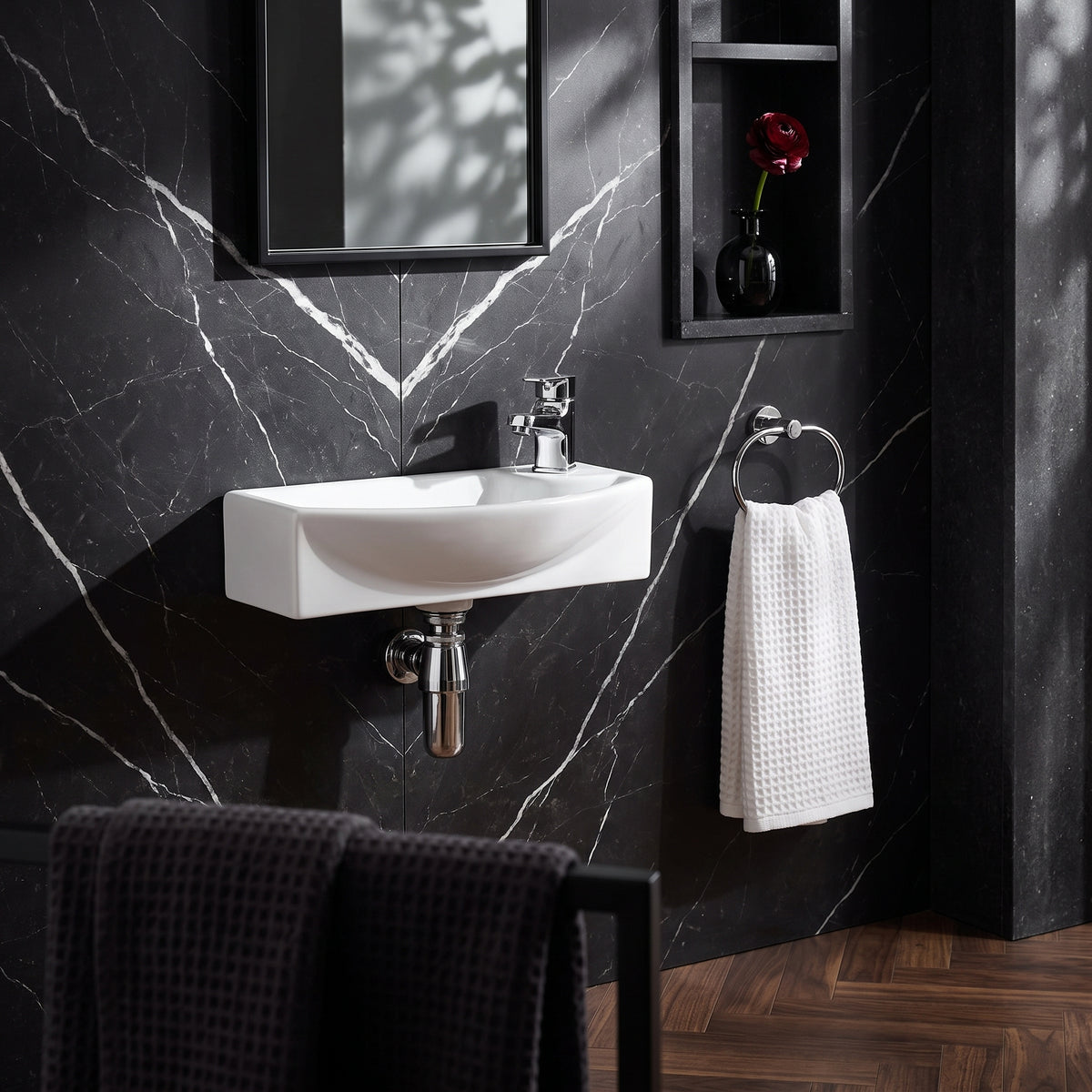 Dezine 450mm Right Hand Wall Hung Basin