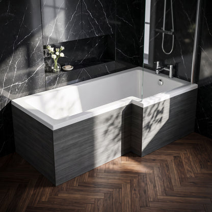 Fairford Anthracite Woodgrain 1700mm L Shaped Bath Panel