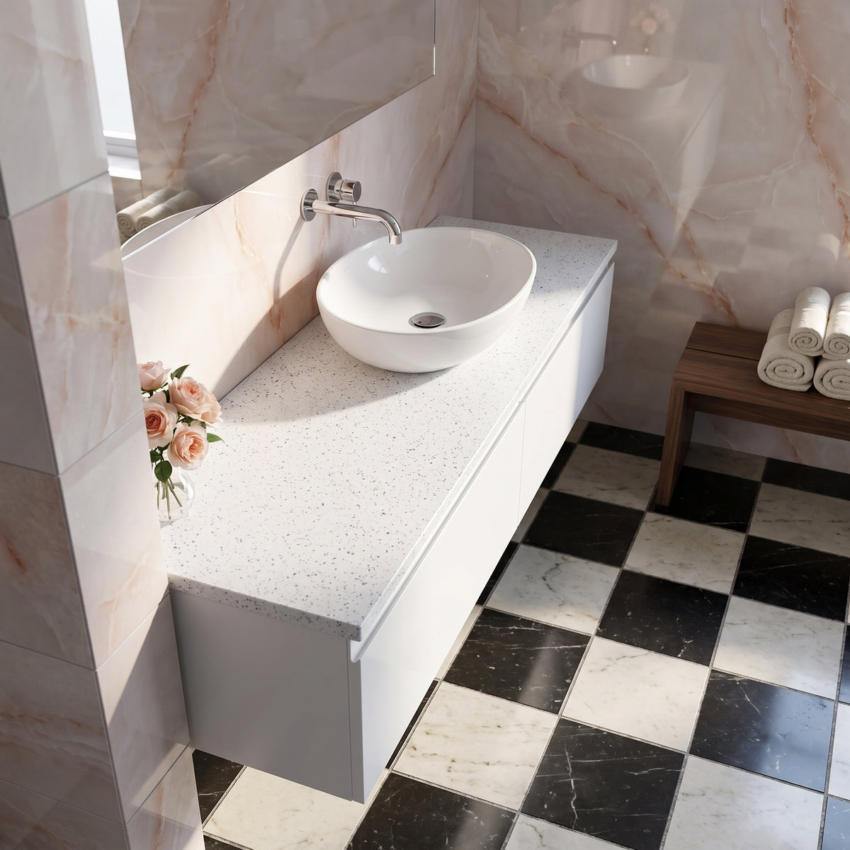 Fairford Laminate Worktop - White Sparkle - 2000 x 600 x 28m
