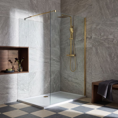 Fairford 1000mm 8mm Brushed Brass Wetroom Screen