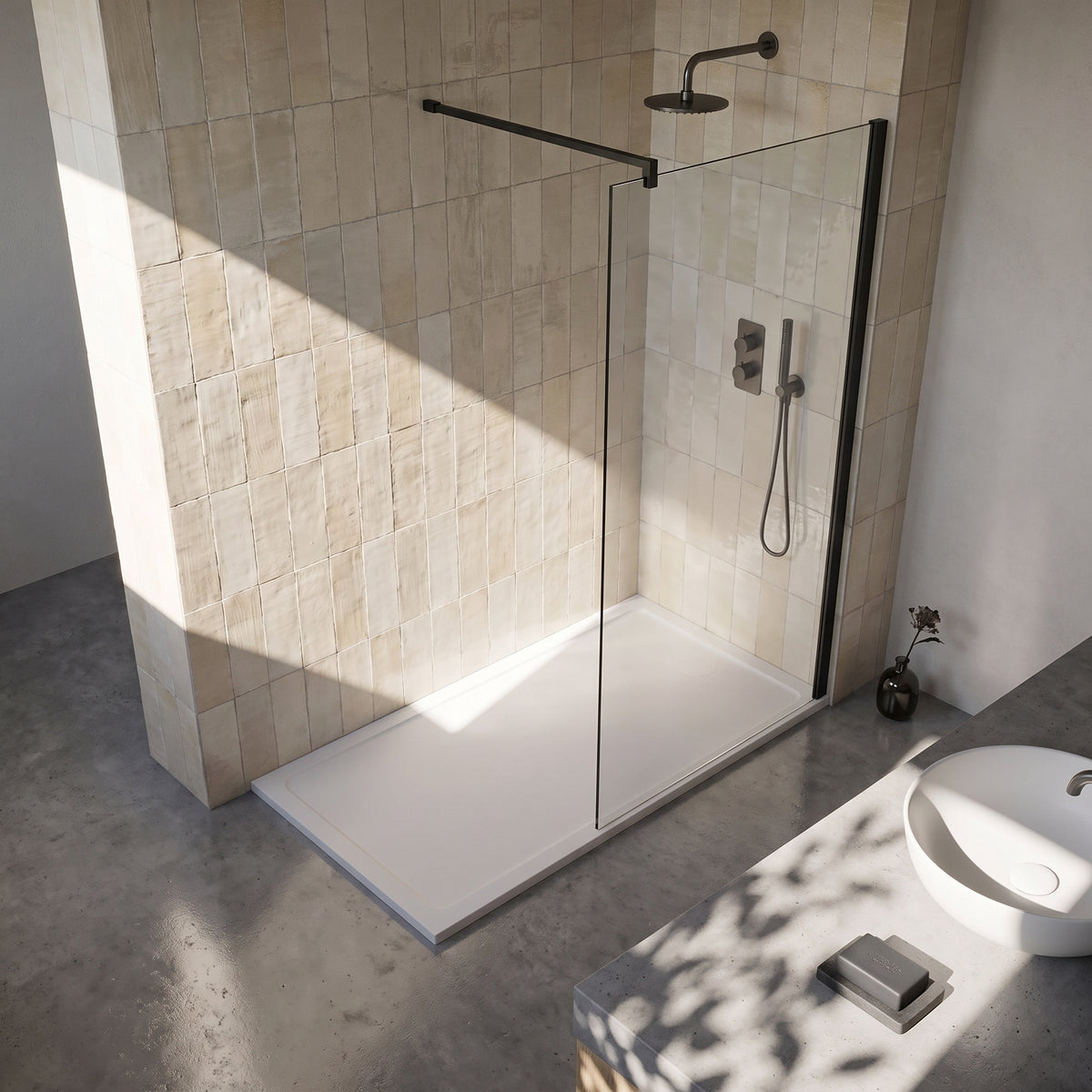 Fairford 1000mm 8mm Matt Black Framed Wetroom Screen