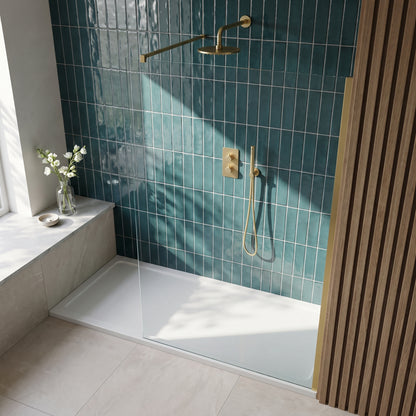 Fairford 1000mm Brushed Brass 8mm Wetroom Screen - 1850mm High