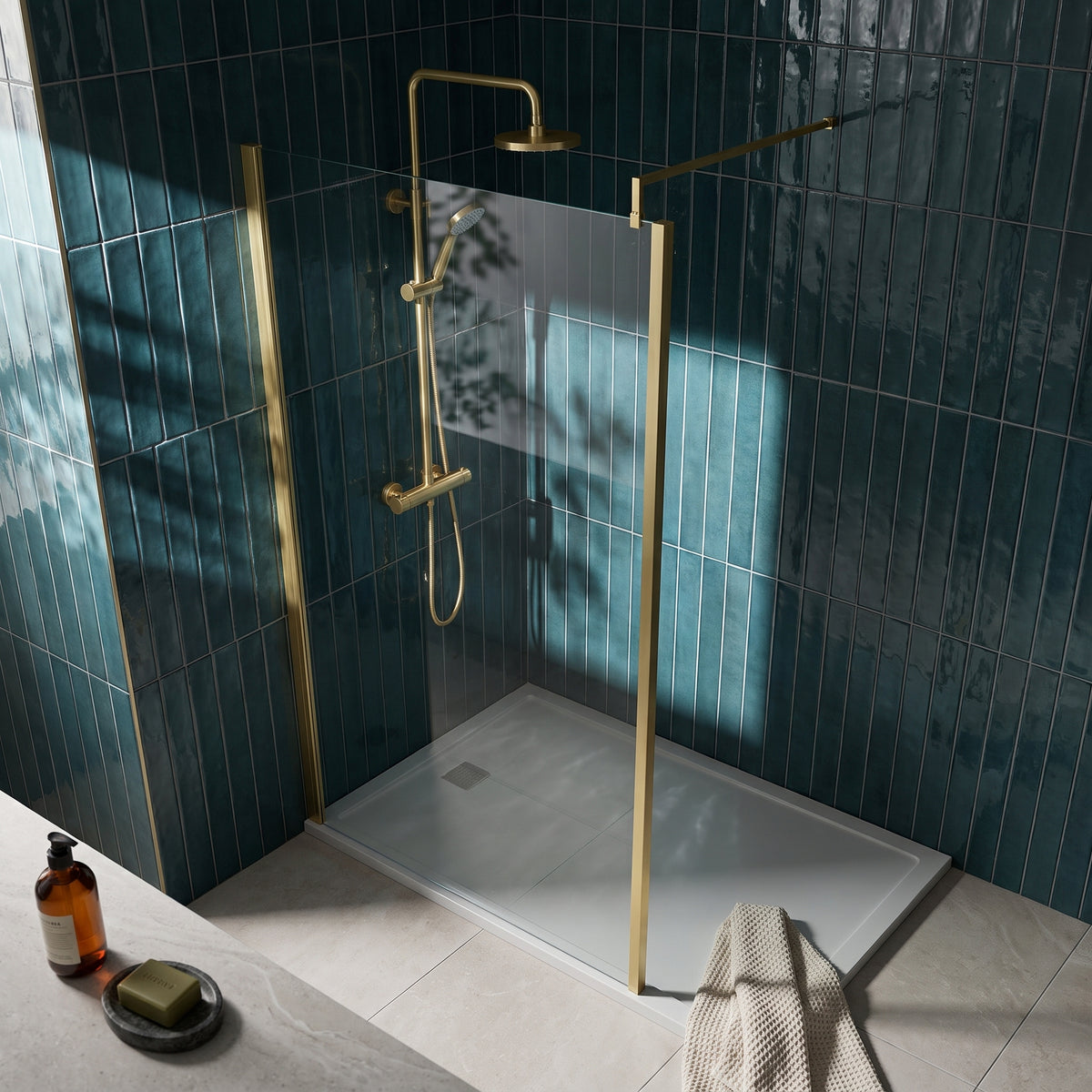 Fairford 1200mm 8mm Brushed Brass Wetroom Screen