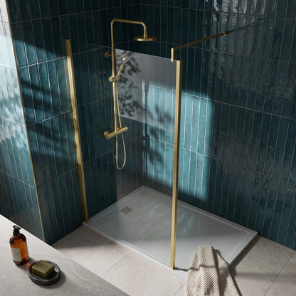 Fairford 1200mm 8mm Brushed Brass Wetroom Screen