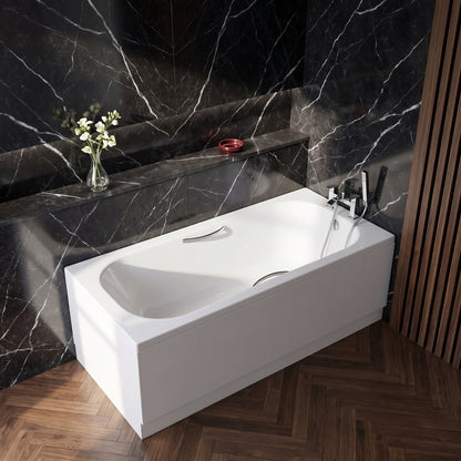 1600 x 700mm Steel Bath Twin Grips, 2TH, Anti Slip