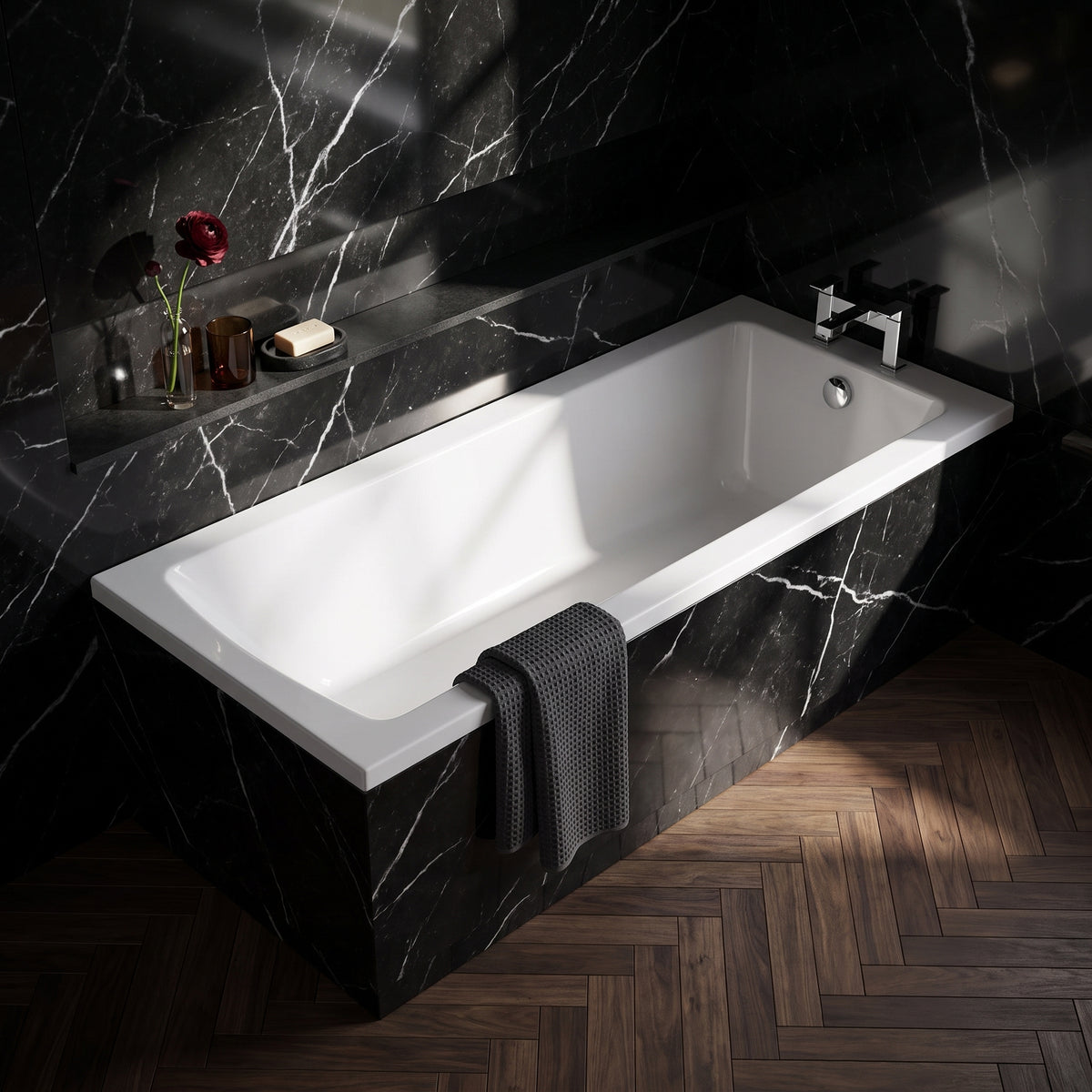 Fairford Dunsford 1600 x 700mm Sngl Ended Straight Bath, 0TH