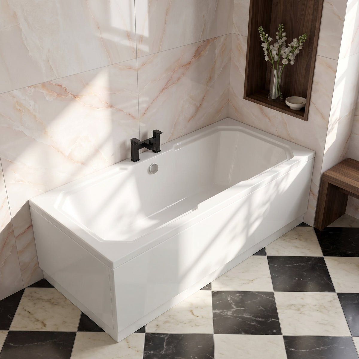 Fairford Cariss 1800 x 800mm Double Ended Traditional Straight Bath
