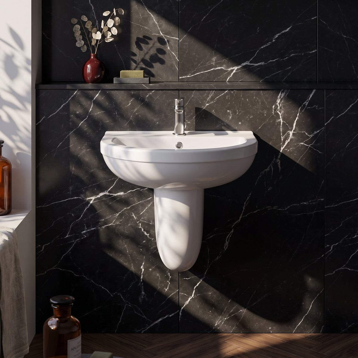Fairford Hora 550mm 1TH Basin and Semi Pedestal