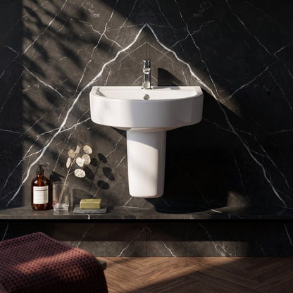 Fairford Handel 420mm 1TH Basin and Semi Pedestal