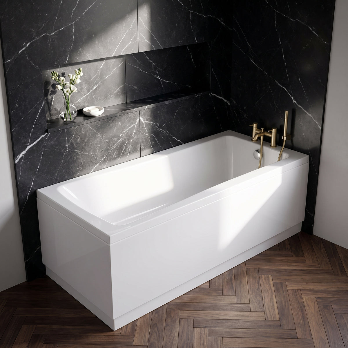 Fairford Dunsford 1800 x 800mm Sngl Ended Straight Bath, 0TH