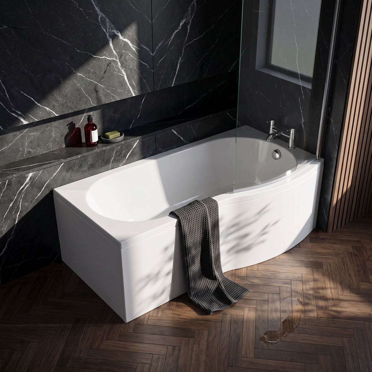 Fairford 1500 x 900mm B Shaped Right Hand Shower Bath
