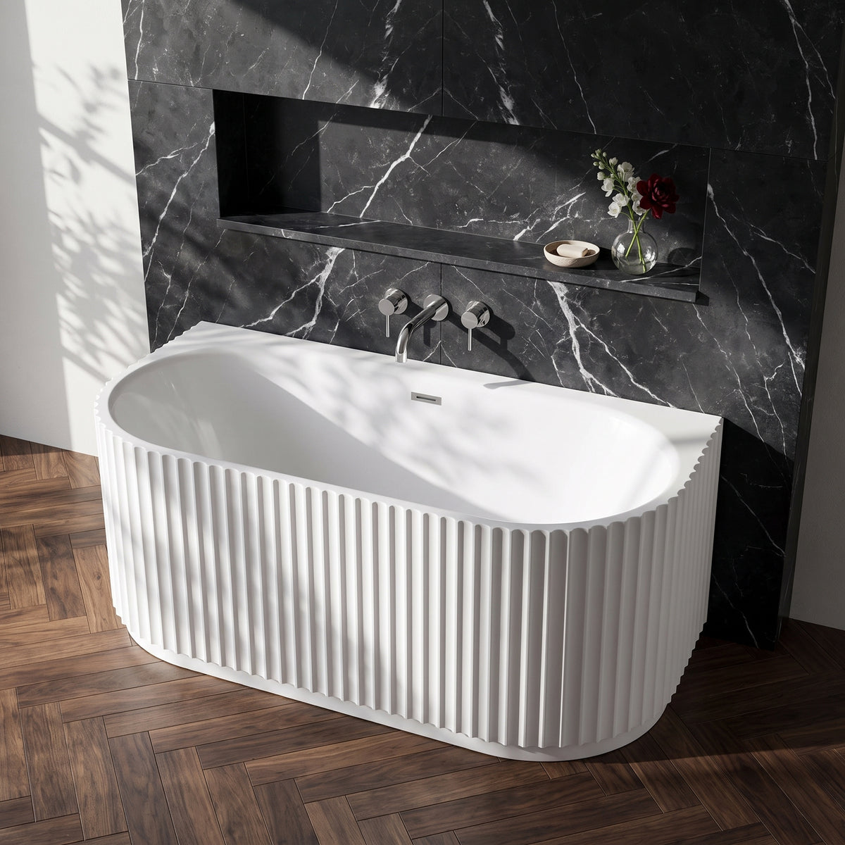Fairford Fluted Back To Wall 1700 x 780 x 580mm Freestanding Bath