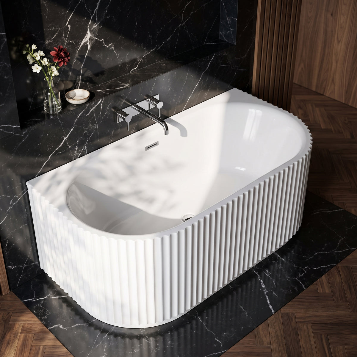 Fairford Fluted Back To Wall 1600 x 780 x 580mm Freestanding Bath