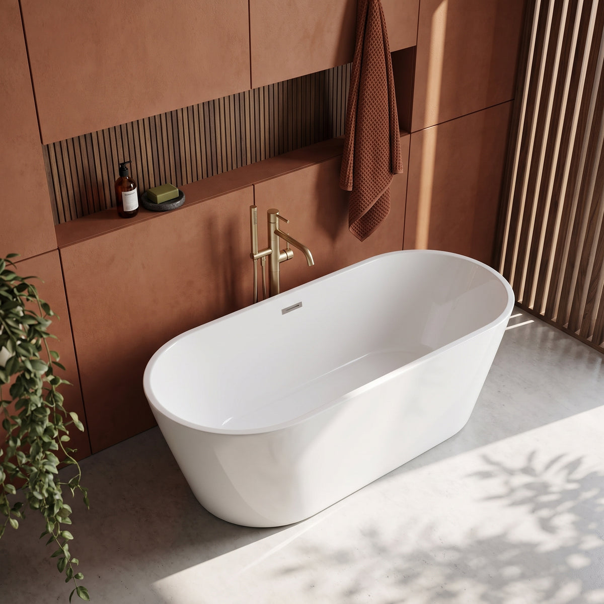 Rivato Modena 1700 x 800 x 580mm Gloss White Freestanding Shower Bath