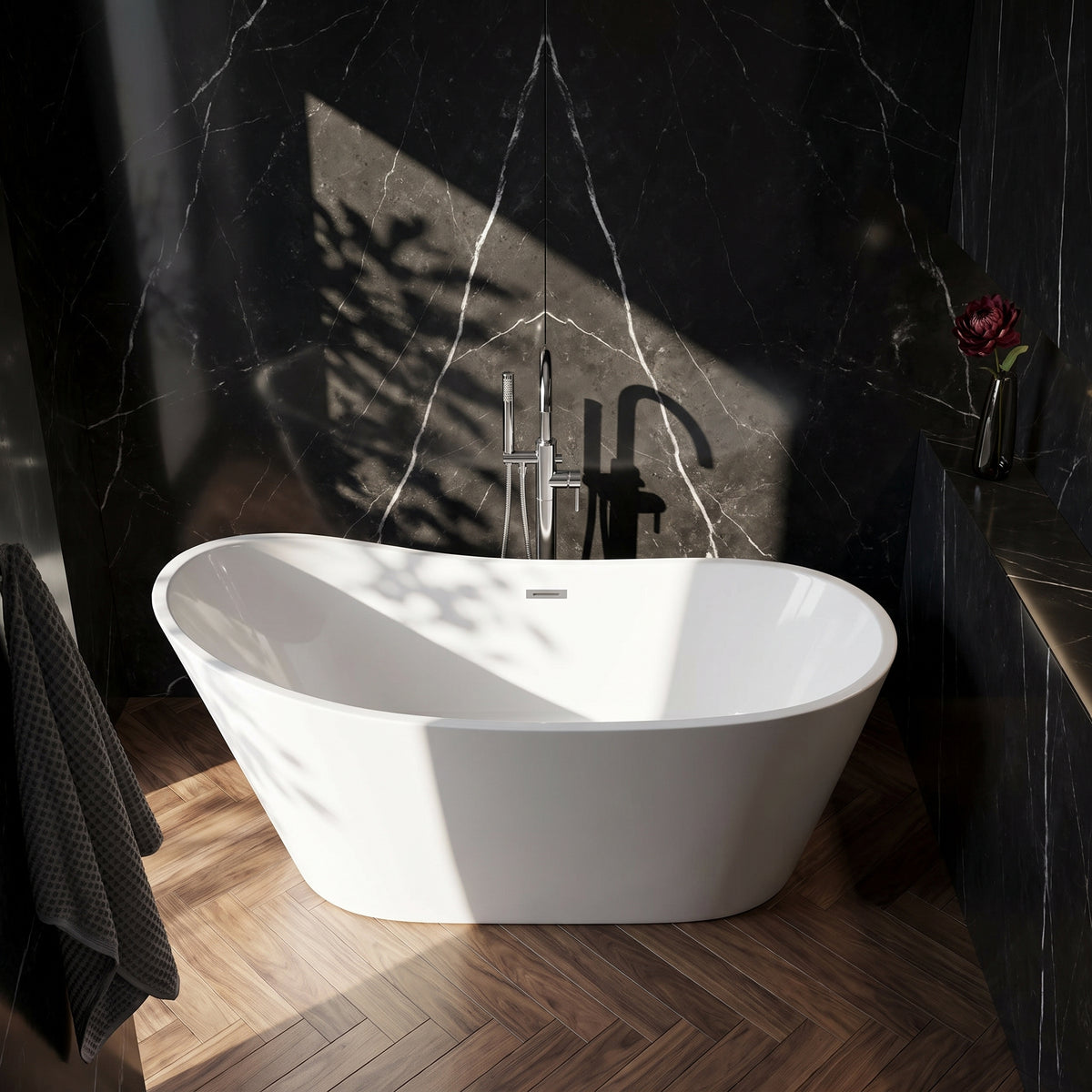 Rivato Verona 1700mm x 720mm x 820mm Gloss White Freestanding Shower Bath