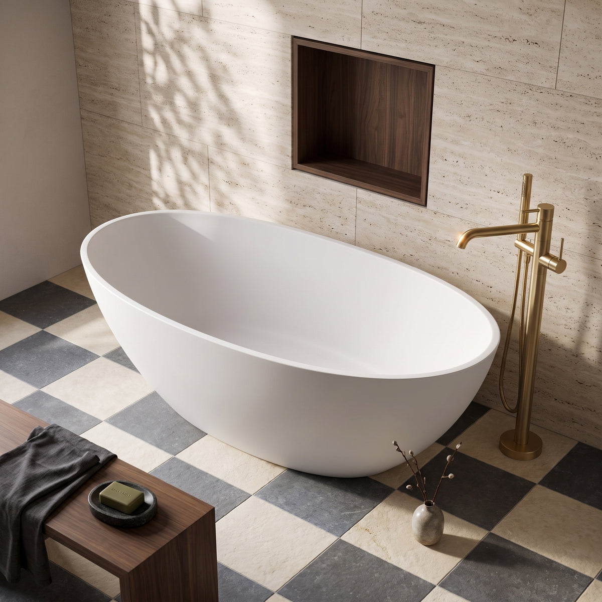 Fairford Esseta 1510 x 760 x 555mm Matt Solid Surface Freestanding Bath