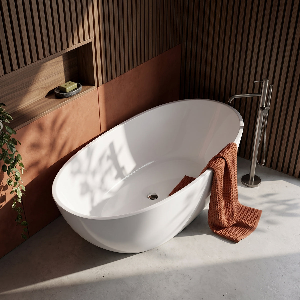 Fairford Esseta 1510 x 760 x 555mm Polished Solid Surface Freestanding Bath
