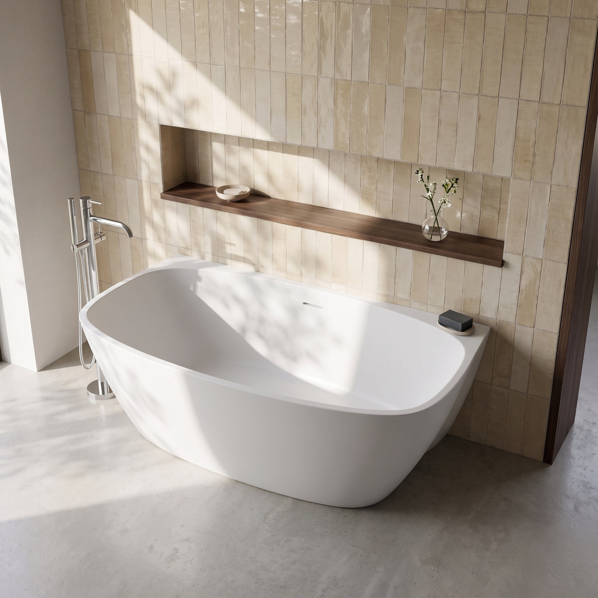 Fairford Vive 1610 x 750 x 530mm Matt Solid Surface Freestanding Bath