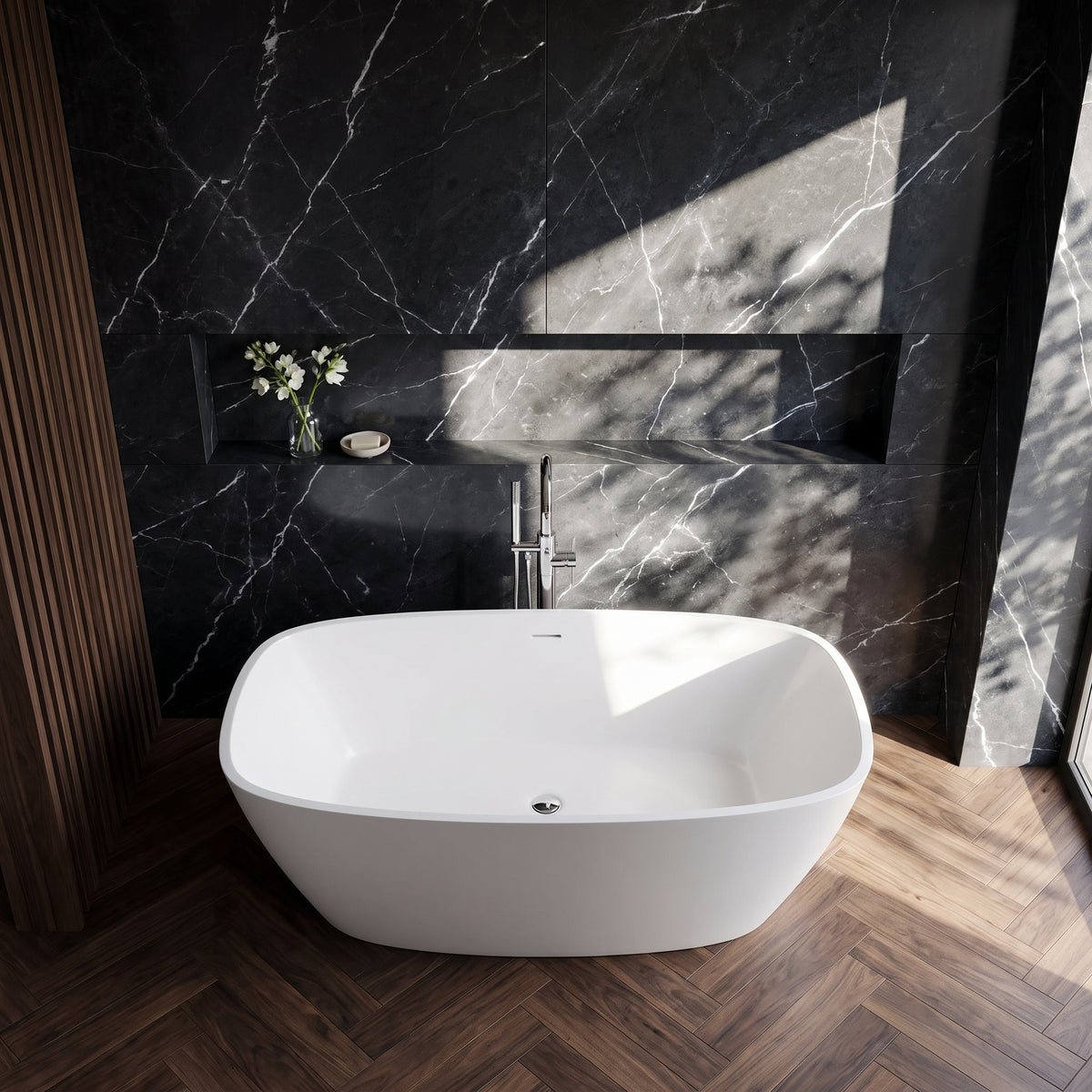Fairford Vive 1610 x 750 x 530mm Polished Solid Surface Freestanding Bath