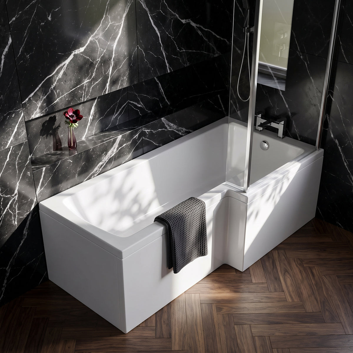 Fairford 1500 x 850mm LH L Shape Bath with Screen and Panel