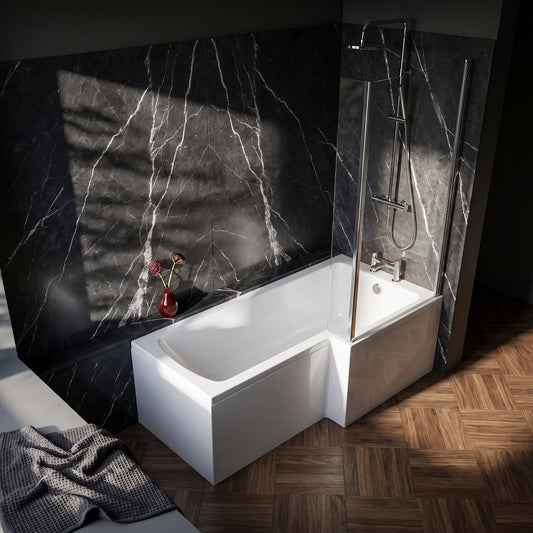 Fairford 1600 x 850mm RH L Shape Bath with Screen and Panel