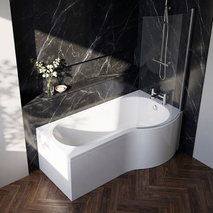 Fairford 1500 x 850 LH P Shape Bath with Screen and Panel