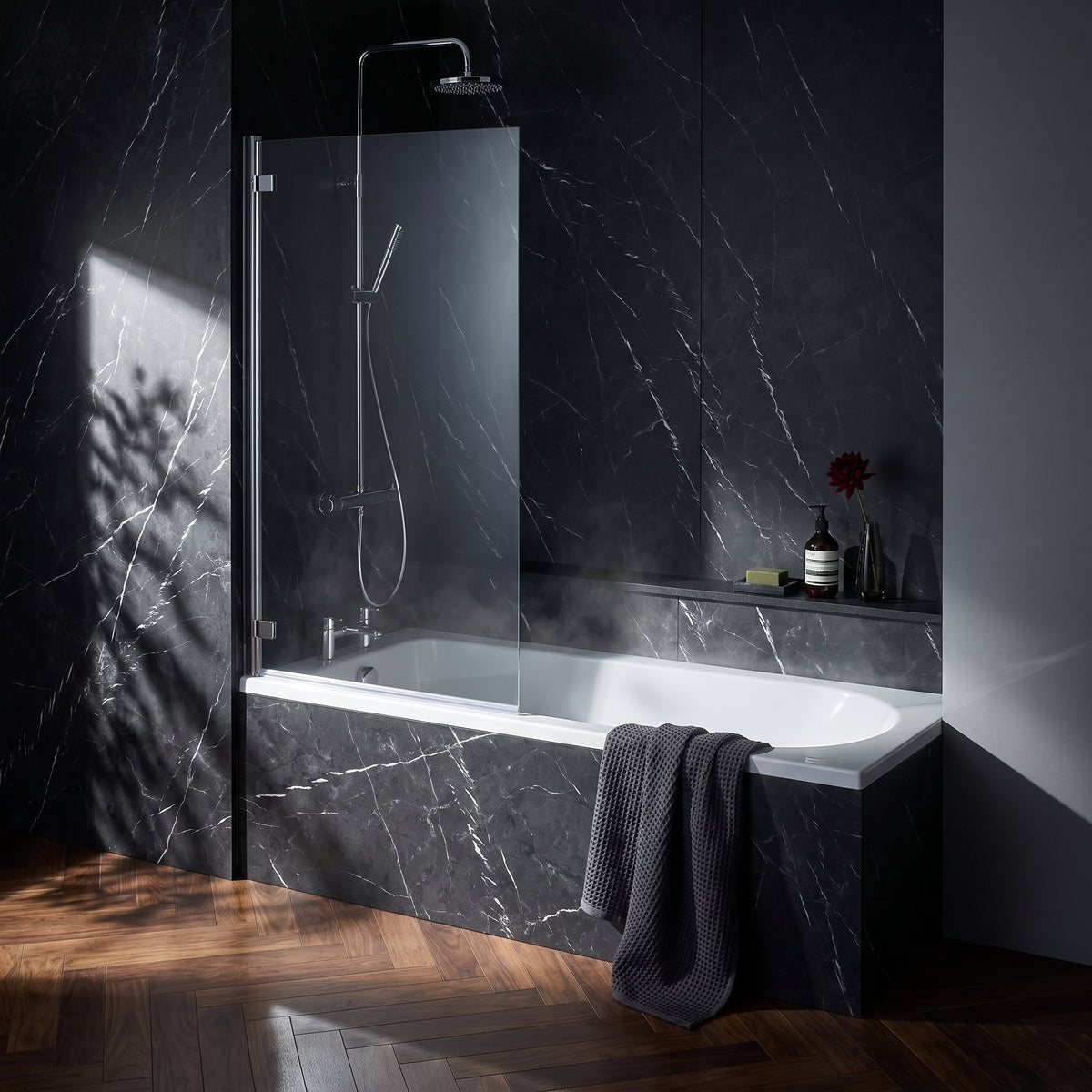 Fairford 5mm Straight Shower Bath Screen with Wall Hinges