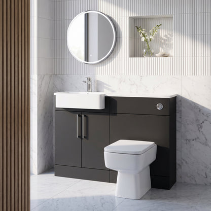 Fairford Union Style Slab Matt Soft Black 1000mm Square Semi Recessed Basin Left Hand Combination Pack