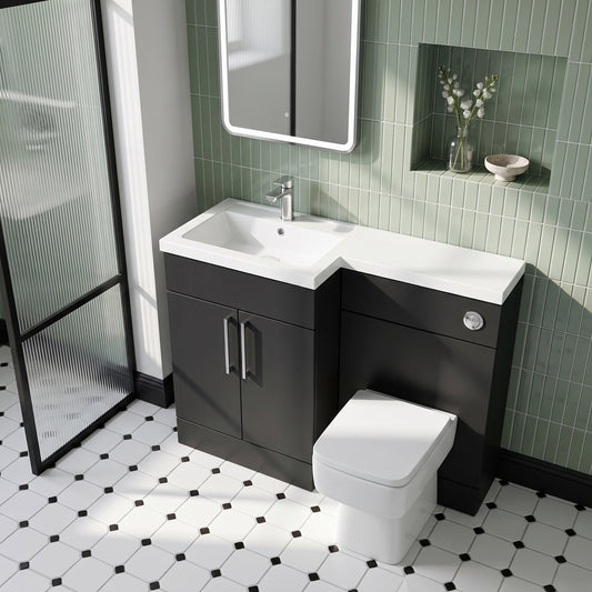 Fairford Union Style Slab Matt Soft Black 1100mm L Shape Left Hand Combination Pack