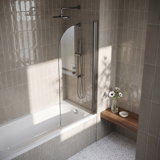 Fairford 6mm Gunmetal Radius Hinged Bath Screen