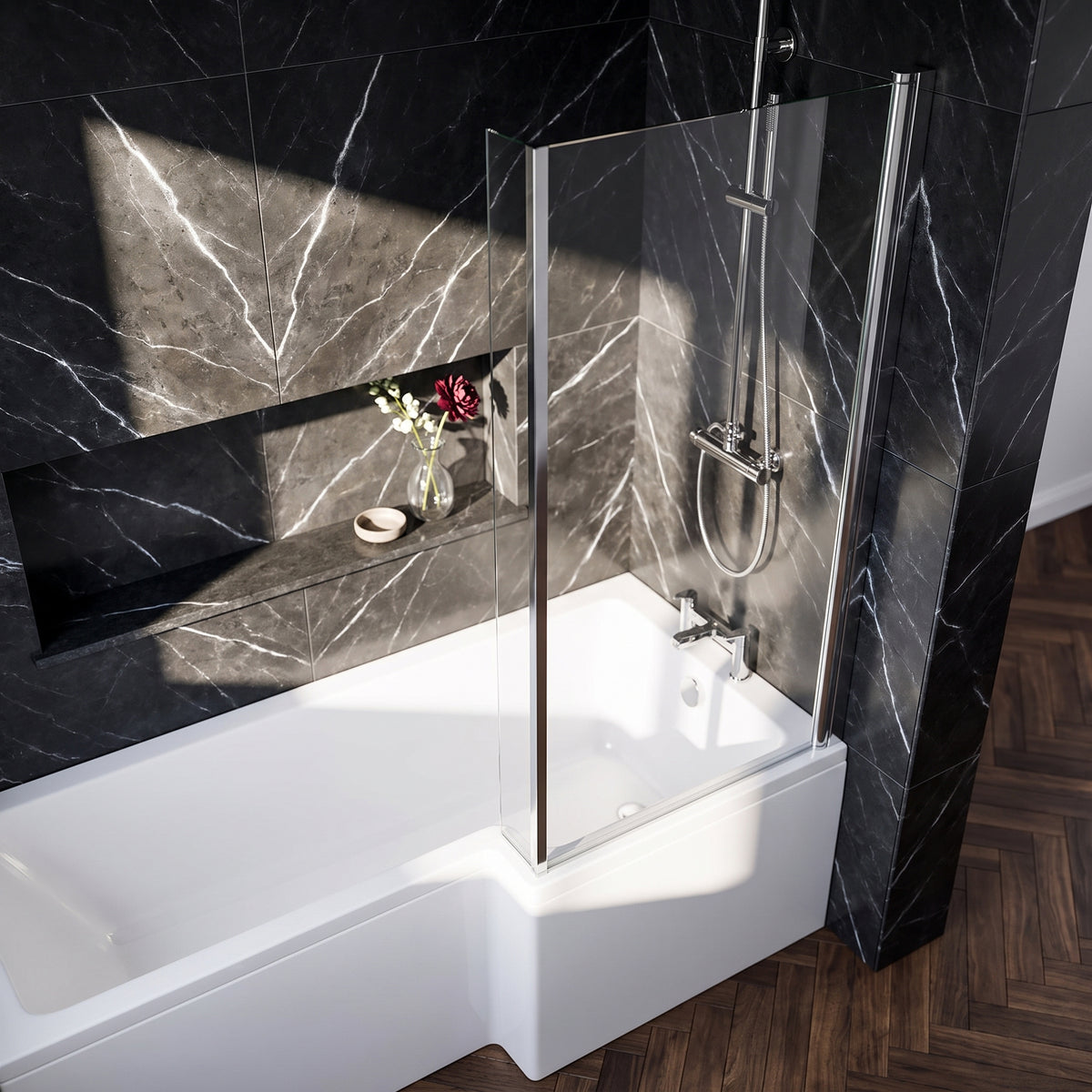 Fairford 6mm L Shaped Shower Bath Screen
