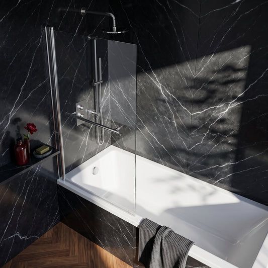 Fairford 6mm Straight Shower Bath Screen with Rail