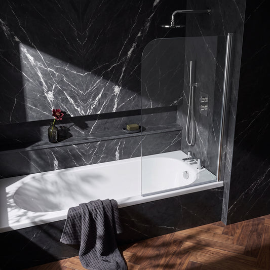 Fairford Chrome Small Radius Hinged Bath Screen