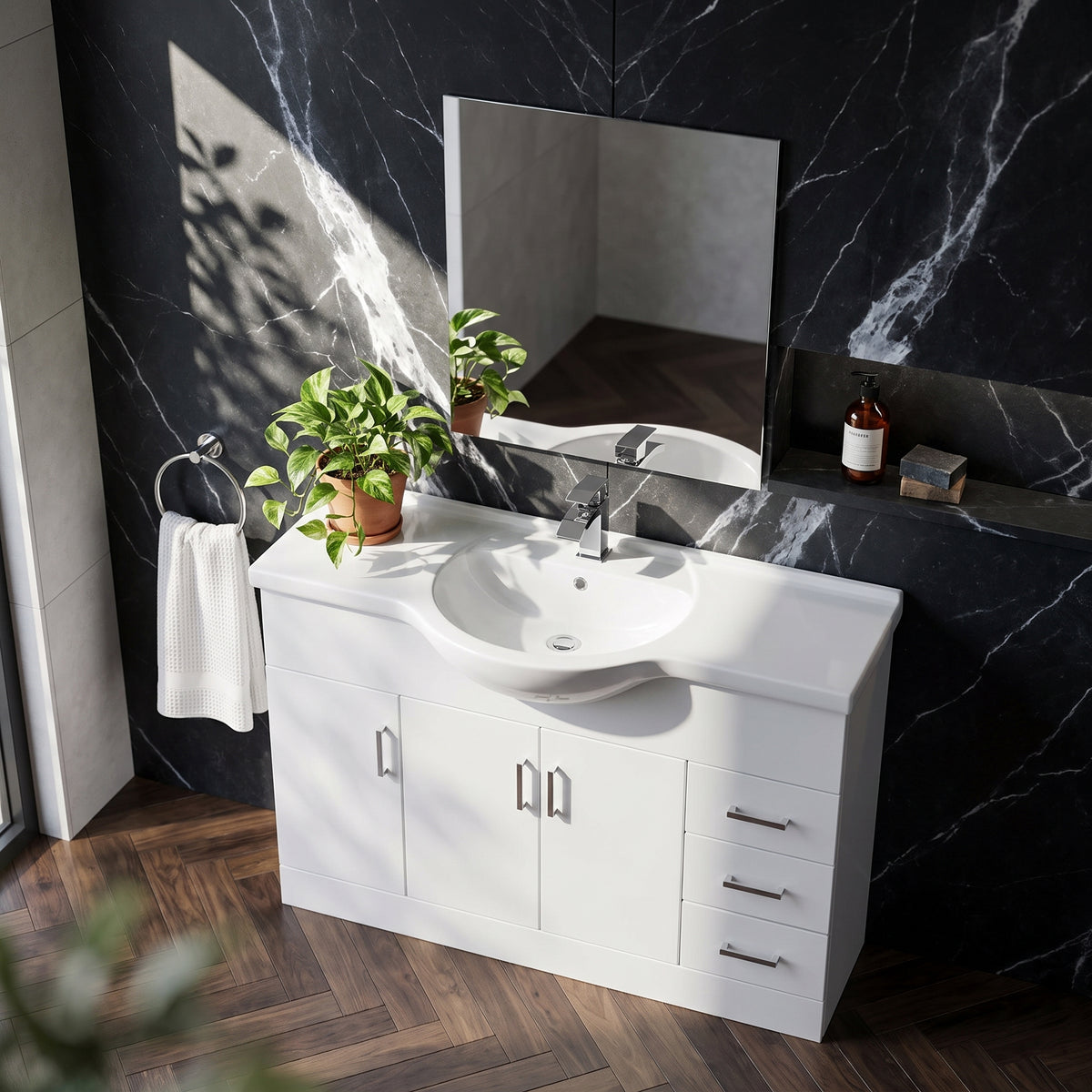 Fairford Opto 1200mm Gloss White Vanity Unit