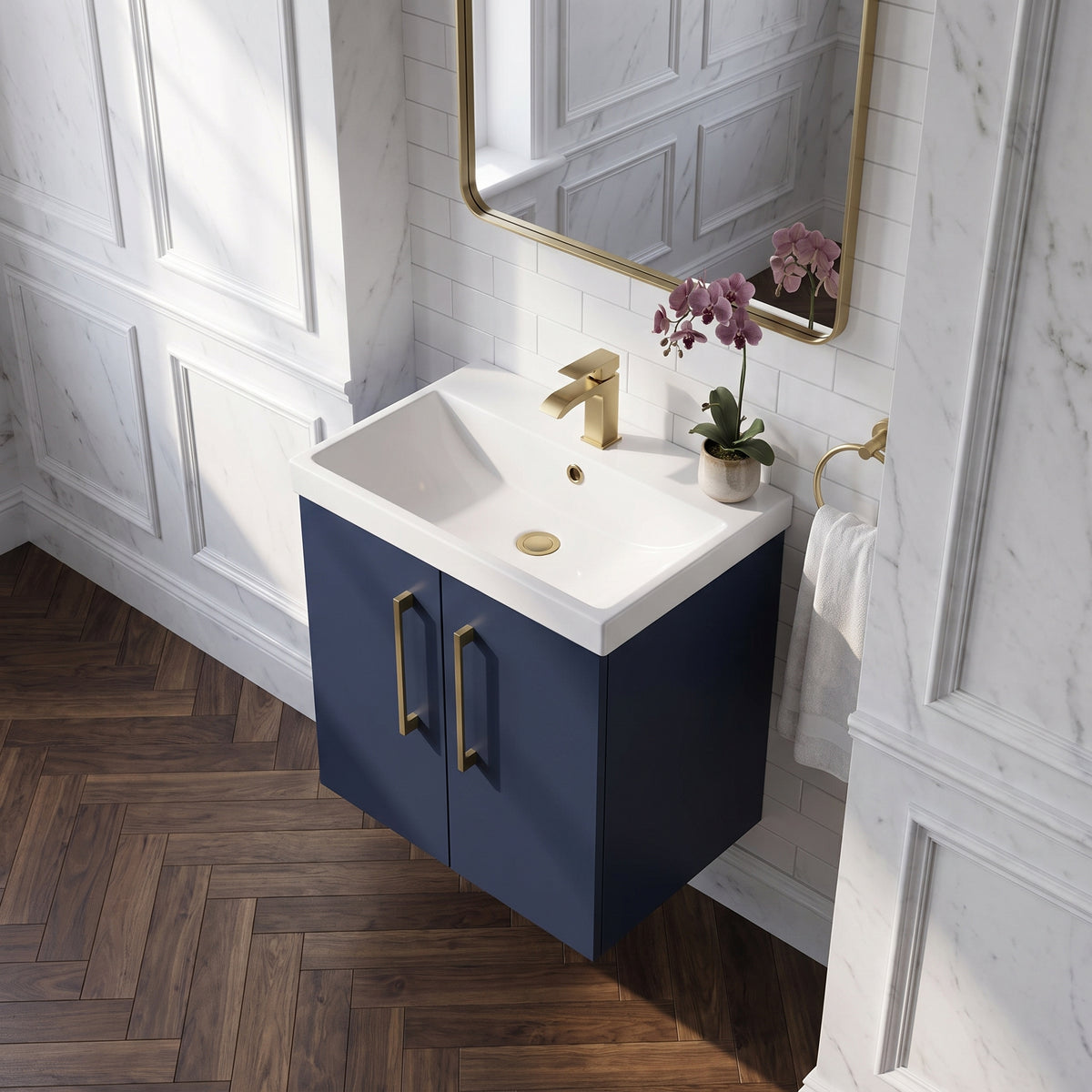 Fairford Aspri Midnight Blue 500mm 2 Door Wall Hung Vanity Unit