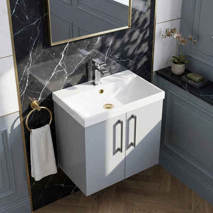 Fairford Aspri Satin Grey 600mm 2 Door Wall Hung Vanity Unit