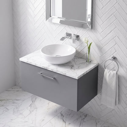 Fairford Aspri Satin Grey 800mm 1 Drawer Wall Hung Vanity Unit with Worktop