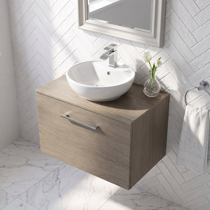 Fairford Aspri Solace Oak 600mm 1 Drawer Wall Hung Vanity Unit